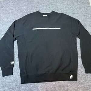 Flav Brand Logo Mens Luxury Black Crew Neck Sweatshirt Thick Fabric Streetwear